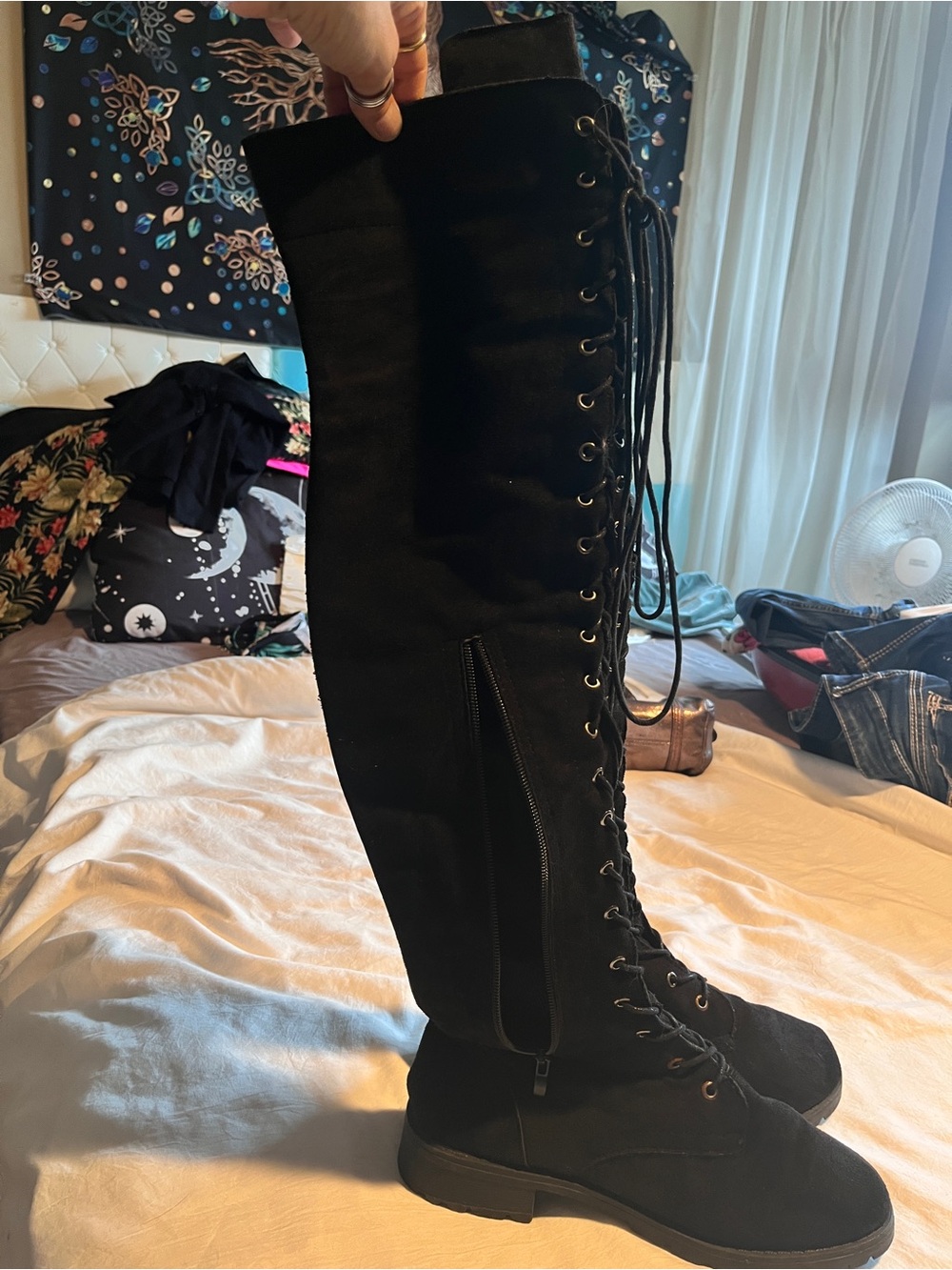 Tall Lace-Up Women's Over-the-Knee Boots - Black